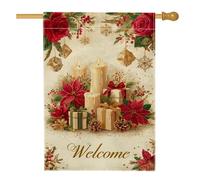 Candele per la casa, Natale festivo stella di Natale rose Natale iuta rossa double face decorativo esterno portico bandiere per esterni prato cortile patio ingresso 71 x 101 cm