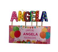 Candele per torta con nomi personalizzati - Scegli il tuo nome - Candele lettere nomi 7 cm colorate - Candele decorative in cera (ANGELA)