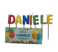 Candele per torta con nomi personalizzati - Scegli il tuo nome - Candele lettere nomi 7 cm colorate - Candele decorative in cera (DANIELE)