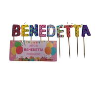 Candele per torta con nomi personalizzati - Scegli il tuo nome - Candele lettere nomi 7 cm colorate - Candele decorative in cera (BENEDETTA)
