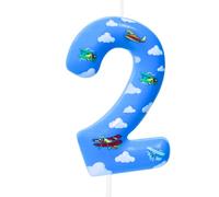Candele per torta di compleanno con cielo blu e nuvola bianca, numero 2