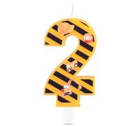 Candele per torta di compleanno, numero 2 di ingegneria, candele per torta di buon compleanno, decorazioni gialle e nere per veicoli di ingegneria, per bambini e ragazzi