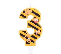 Candele per torta di compleanno, numero 3 di veicoli ingegneristici, candele per torta di buon compleanno, decorazioni gialle e nere per veicoli di ingegneria, per bambini e ragazzi
