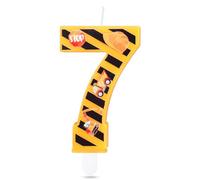 Candele per torta di compleanno, numero di veicolo ingegneristico 7, candele per torta di buon compleanno, decorazioni per veicoli di ingegneria gialle e nere per bambini e ragazzi