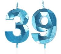 Candele per Torta Numero 39 Blu, Candele Compleanno 39 Anni Uomo Donna Particolari, Decorazione Torta di Compleanno Matrimonio Anniversario Feste Celebrazione