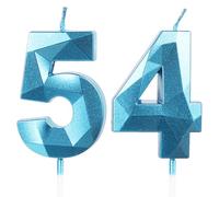 Candele per Torta Numero 54 Blu, Candele Compleanno 54 Anni Uomo Donna Particolari, Decorazione Torta di Compleanno Matrimonio Anniversario Feste Celebrazione