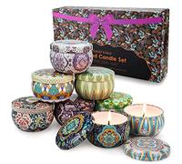 Candele Profumate, 8 * 70g Candele in Vasetto,Candela Profumata con Note Ambrate e Muschiate,Candela di Soia Naturale da Che Brucia Fino a 100h,Regalo Donna,Compleanno Regalo Amica