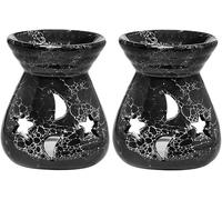 candele profumate candele di cera d'api Set di 2 portacandele for aromaterapia/scalda oli essenziali in ceramica nera for la meditazione
