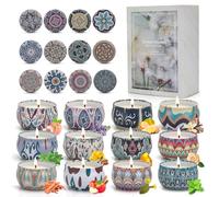 Candele Profumate,Candele Profumate da 12 Set Regalo,Regalo Set per Donna per Alleviare lo Stress,Cera di Soia Naturale, per Anniversario,Bagno,Yoga,Mariage