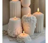 Candele profumate in stile nordico, regali di profumazioni domestiche creative, candele decorative a forma di fiori di rattan e peonie, decorazione di candele bianche cilindriche in stile ins, adatte 