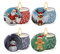 Candele Profumate Natalizie, Candele per Aromaterapia da 4 pezzi, Set Regalo Natalizio Candele Decorative Dolci, Set Regalo Natalizie Donna Motivo