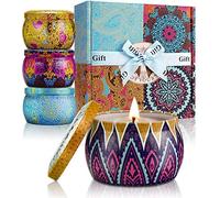 Candele Profumate Regalo Donna,4 Pezzi Set Candele Profumata Decorative,Candela profumata Set Regalo,Cera di Soia Naturale,per Donne,Festival e Compleanno,Alleviare Lo Stress e Aromaterapia