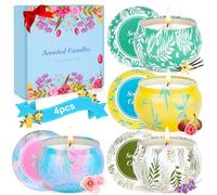 Candele profumate regalo per donne, set di 4 candele profumate in cera di soia naturale, per alleviare lo stress, compleanno, Natale, regalo per famiglia, donne, 180 ore di durata, portatile da