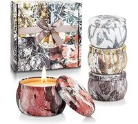 Candele Profumate Set da 4 Pezzi in Latta Decorativa 500g Cera di Soia per Stanza con Lavanda, Rosmarino e Vaniglia, Bruciare a 120 ore, Regalo per Donna Fidanzata Compleanno o Festa Della Mamma