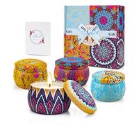 Candele Profumate Set Regalo, Candele Soia Per Aromaterapia con 4 Profumi, per Donna Alleviare Lo Stress, Adatto per Anniversario di Compleanno della Festa della Mamma Natale