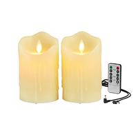 Candele ricaricabili, candela a LED con gocce di cera, Halloween, a LED con telecomando, senza fiamma, per esterni con timer, cavo di ricarica incluso (12,5 cm, 2 pezzi)