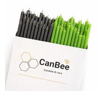 Candele Rituali Nero e Verde in Cera d’Api Naturale - Set 50 Pezzi 16 cm x 5 mm - Candeline Sottili per Crescita Personale, Nuovi Inizi e Rinnovamento - Durata circa 40 Minuti - CanBee