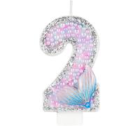 Candele rosa a forma di coda di sirena, candele per 2° compleanno con perle pastello, decorazioni per il secondo compleanno a tema sirena, per bambini, ragazze, ragazzi, feste di compleanno