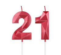 Candele rosse per 21° compleanno, candela 3D numero 21 per torta, decorazioni per 21° compleanno per ragazzi e ragazze, candele decorazioni rosse Torta Topper per feste Suppie