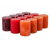 Candele rustiche di alta qualità - 12 pezzi - Candele rustiche/candele dell'Avvento natalizie (Red Fall-Mix, piccole: altezza 8 cm/Ø 6 cm)