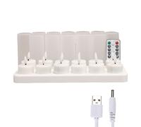 Candele senza fiamma con telecomando e base di ricarica, 12 pezzi