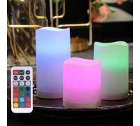 Candele senza fiamma WRalwaysLX con timer, Candele LED a cambio colore con telecomando, Candele a batteria per interni e esterni, set di 3, 2,5" D X H3/4/5 da 3AAA Batterie (non incluse)