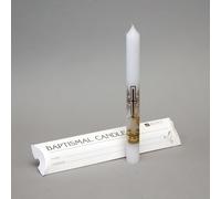 Candele singole per battesimo, in confezione regalo scrivibile, colore: Bianco