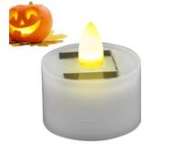 Candele Tea Light a energia solare - Candele Tea Light a LED riutilizzabili | Candele finte | Sensore di illuminazione ricaricabile dal all'alba | Sfarfallio senza fiamma impermeab