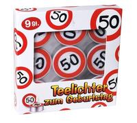 Candele Tealight 50 compleanno cartello stradale 9 pezzi