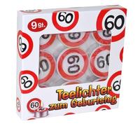 Candele tealight 60 compleanno cartello stradale 9 pezzi