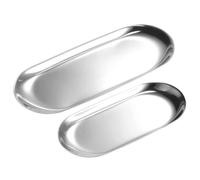 Candele Vassoio Supporto, Acciaio Inox Ovale Piatto per Casa Decoro Argento 1Set