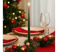 Candele Verdi In Paraffina 4 Pezzi Eleganti E Classiche - Per Decorazioni Natalizie Tavola Festiva Centrotavola E Portacandele 35cm