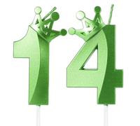Candele verdi per 14° compleanno, corona numero 14, candela per il 41° compleanno per decorazioni per torte, decorazione per torte, per ragazze, ragazzi, uomini, donne, anniversari, feste di