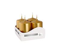 Candele votive candele a colonna candele dell'avvento oro metallico, diametro 4 cm, altezza 6 cm, inodore, lunga durata di combustione 7h, set 20 pezzi (5 scatole)