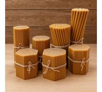 Candele Votive Sottili in Cera d’Api Naturale Giallo Miele per Preghiera e Uso Liturgico - Modello n.80 - 18 cm - Durata circa 60 Minuti - Senza Fumo - CanBee - 25 pz