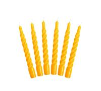 Candele with a Twist®, Made in Italy, 25 Colori Disponibili, Candele Cena, Candele Intrecciate Lunga Durata 5 Ore, Candele Coniche, Laccate, Senza Profumo, Set Regalo 6 pz. 2,2 x 21 cm (Giallo)