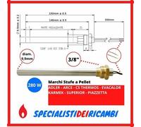 CANDELETTA ACCENSIONE STUFA A PELLET RESISTENZA 9,9 x 150mm 280W RACCCORDO 3/8"