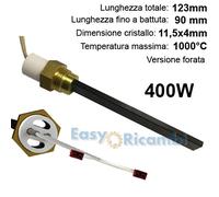 Candeletta al quarzo 400W accensione stufa a pellet e caldaia Lunga 123mm