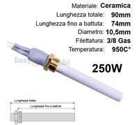 Candeletta CERAMICA 250W ermetica resistenza accensione stufa pellet 88mm 81mm