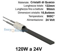 Candeletta CRISTALLI DI QUARZO 120W 24V 122mm 90mm accensione stufe a pellet