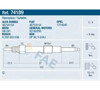 Candeletta (per unità) FAE 74189 per OPEL ZAFIRA 1.9 CDTI (M75)