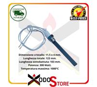 Candeletta resistenza accensione per stufa a pellet in quarzo,123 mm, 300W-1063