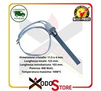 Candeletta resistenza accensione per stufa a pellet in quarzo, 123 mm, 400W-1064