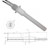 CANDELETTA RESISTENZA STUFA A PELLET CADEL MCZ 107mm IN CERAMICA battuta 96mm