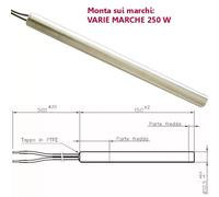 CANDELETTA RESISTENZA STUFA PELLET DIAMETRO 12.5 mm LUNGHEZZA 150 mm 250W