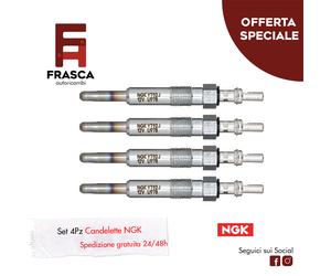 Candelette 4 Pezzi NGK Renault Kangoo 1.5 dCi 42 KW 57 CV 1.9 dCi 4x4 80 CV
