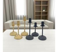 Candeliere classico in metallo in stile vintage con una base di loto stabile e artistica, progettato per tenere saldamente le candele e completare lo stile degli interni (M Nero)