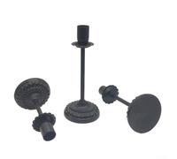 Candeliere classico in metallo in stile vintage con una base di loto stabile e artistica, progettato per tenere saldamente le candele e completare lo stile degli interni (L Nero)