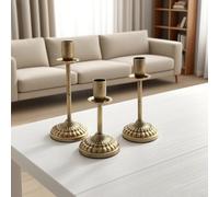 Candeliere classico in metallo in stile vintage con una base di loto stabile e artistica, progettato per tenere saldamente le candele e completare lo stile degli interni (M Bronze)