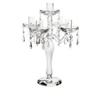 Candeliere con pendenti 5 bracci in vetro H 30 cm